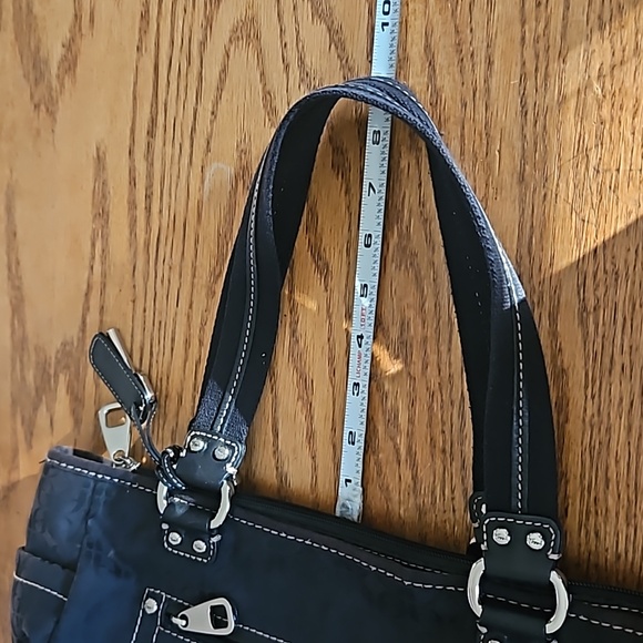 VTG FOSSIL Blackburn Signature Canvas & Leather Shoulder Bag - Black - Picture 15 of 15